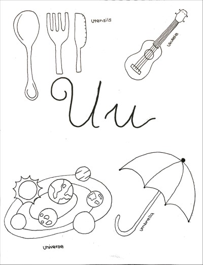 U Is For Utensil Coloring Page  Free U Is For Utensil Coloring Page