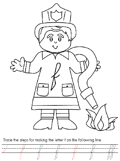 Letter f cursive tracer page