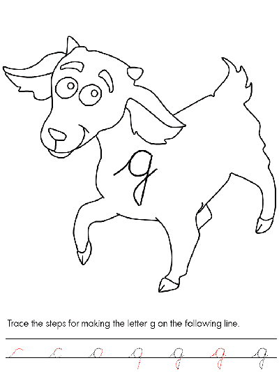 Letter g cursive tracer page