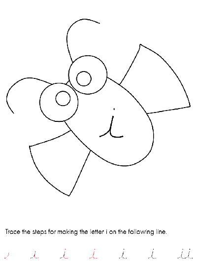 Letter i cursive tracer page