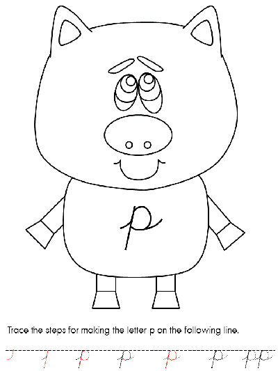 Letter p cursive tracer page