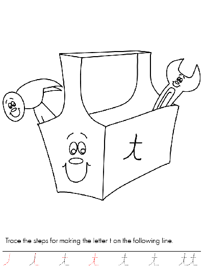 Letter t cursive tracer page