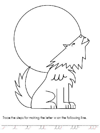Letter w cursive tracer page