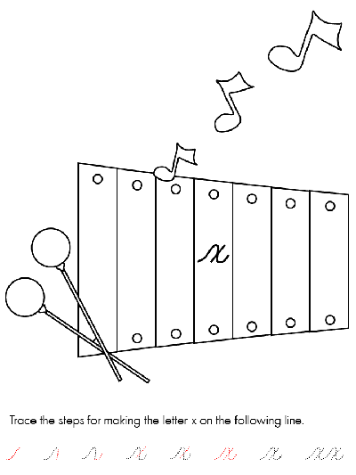 Letter x cursive tracer page