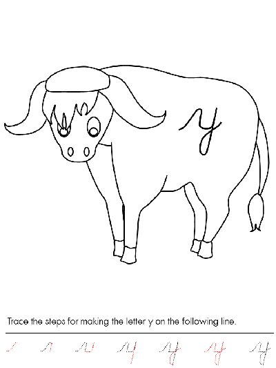 Letter y cursive tracer page