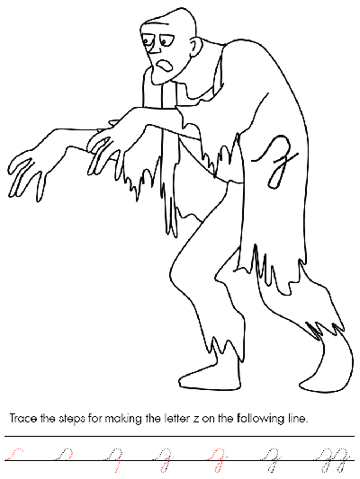 Letter z cursive tracer page