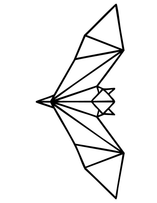 geometric coloring page of a bat