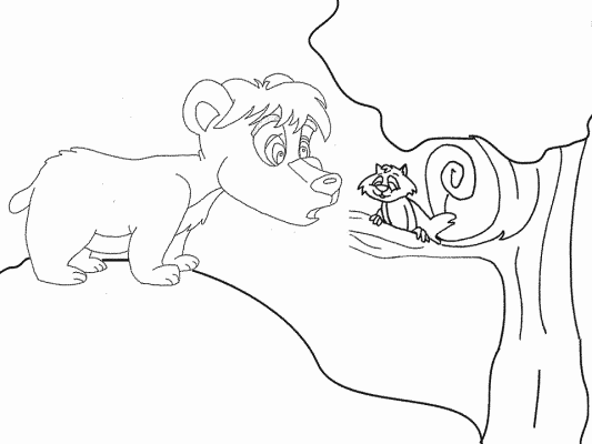 Bear and squirrel coloring page