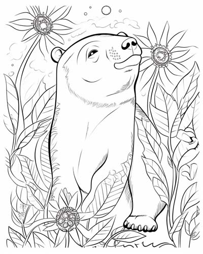 bear in the flower patch coloring page