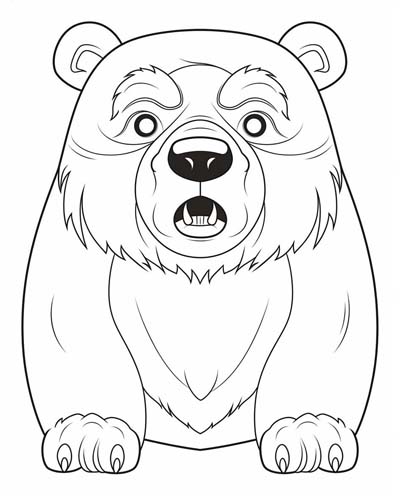 bear with teeth coloring page