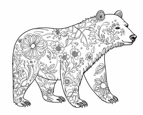 bear coloring page for adults