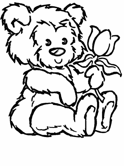 bear with flowers coloring page