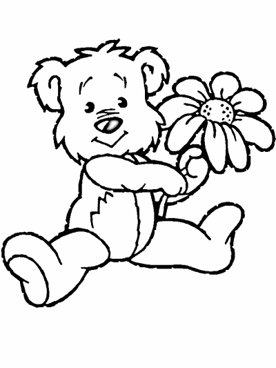 bear with flowers coloring page