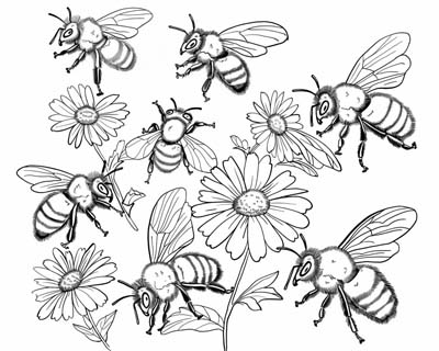 bees coloring page