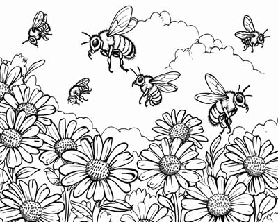 bees coloring page