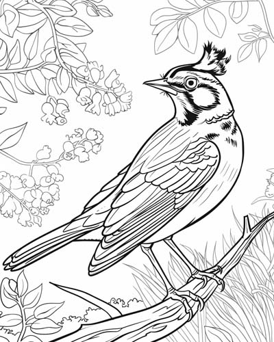 Horned lark coloring page