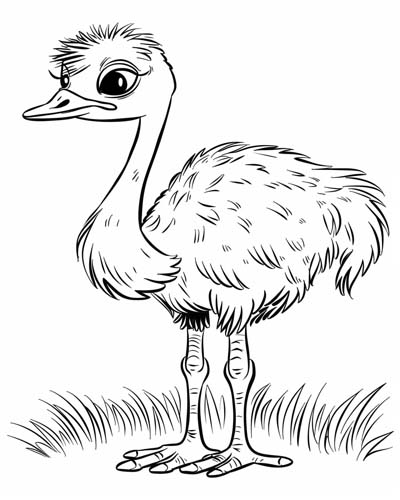 cartoon ostrich coloring page