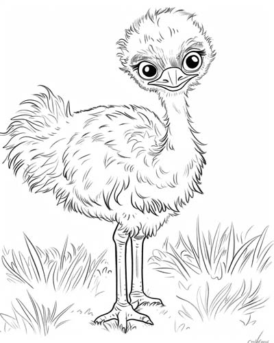young ostrich coloring page