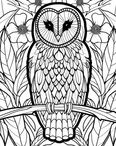 barn owl coloring page with bold lines