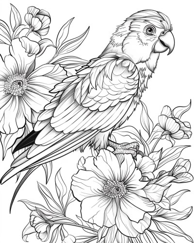 adult coloring page of a parrot