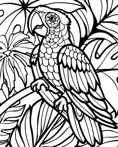 parrot coloring page with bold lines