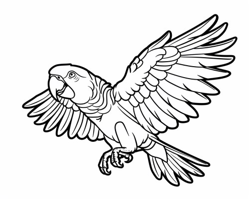coloring page of a parrot flying