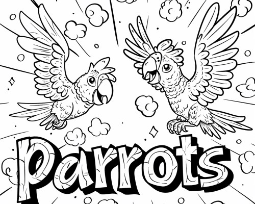 parrot word art coloring page