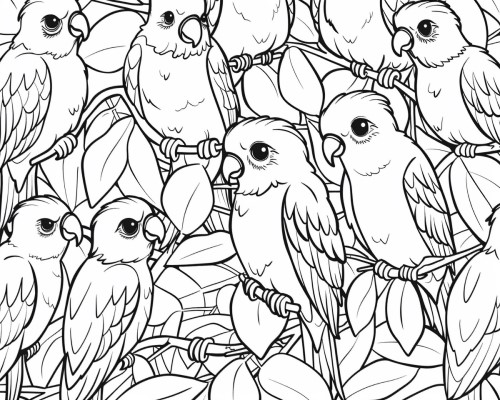 parrot doodle art coloring page