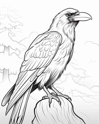 coloring page of a raven
