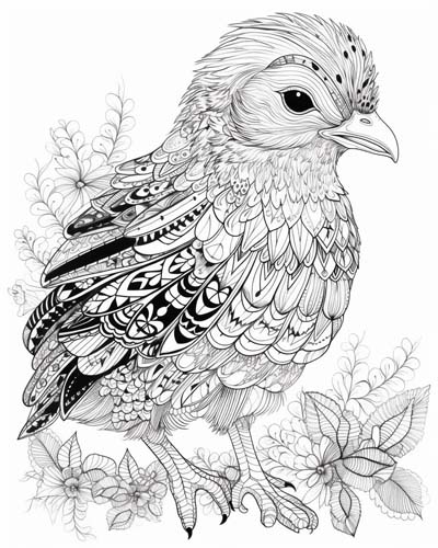 adult coloring pages with a bird theme