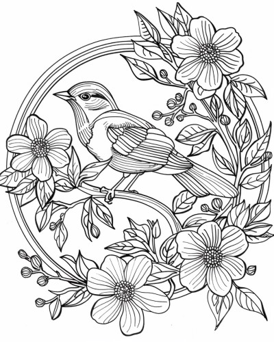 adult coloring pages with a bird theme