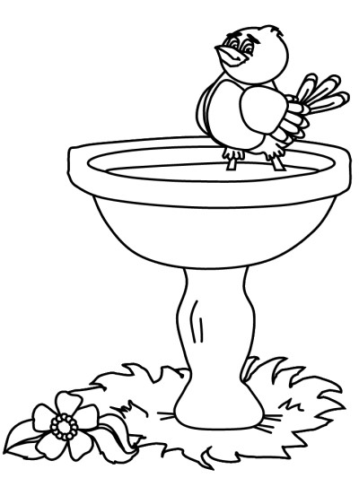 bird bath coloring page