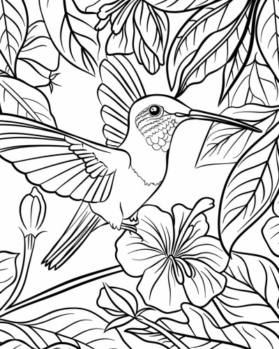 realistic hummingbird coloring page