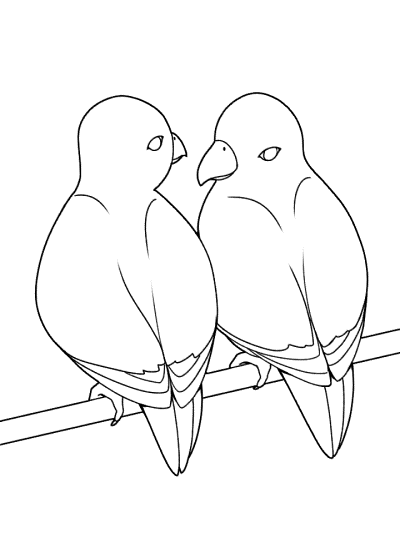 Love birds coloring book page