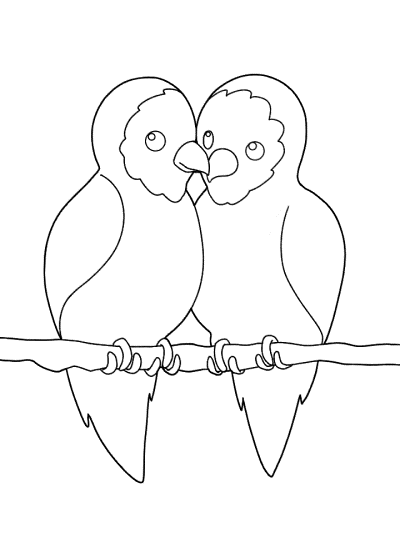 Love birds coloring book page