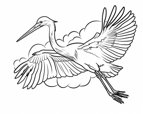 stork flying coloring page