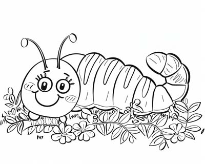 friendly caterpillar coloring page