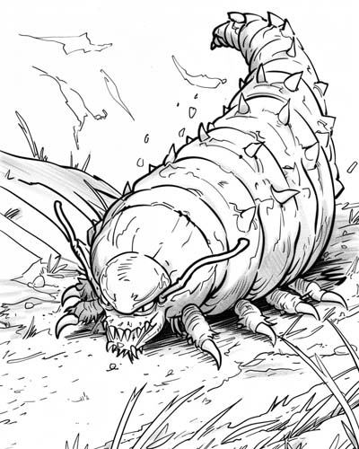kaiju caterpillar coloring page