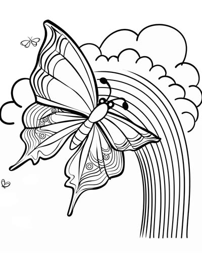 butterfly and rainbow coloring page