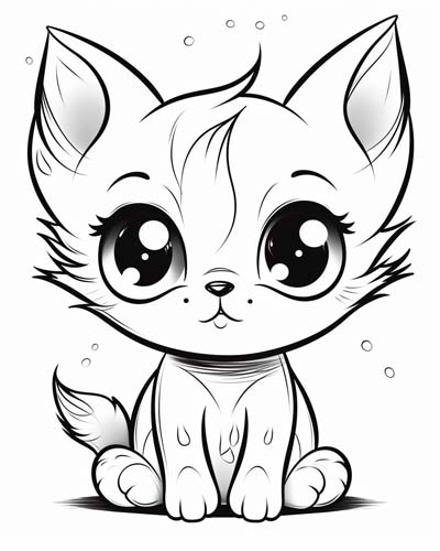 Kawaii Cat Coloring Pages For Kids