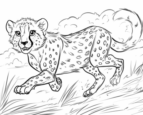 cartoon cheetah running coloring page
