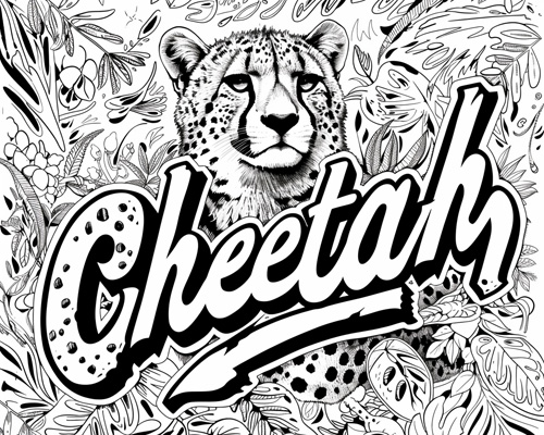 graffiti coloring page of a cheetah