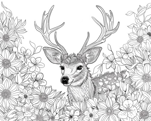 deer adult coloring page