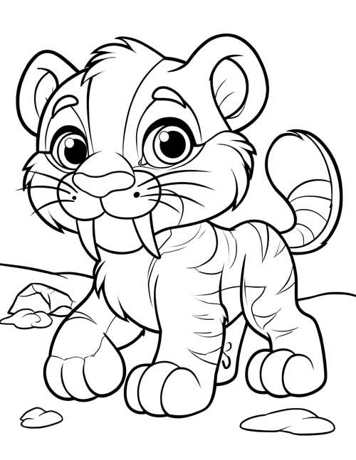 Cartoon Smilodon coloring page