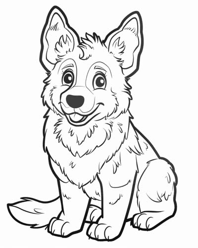 german shepherd puppy coloring page