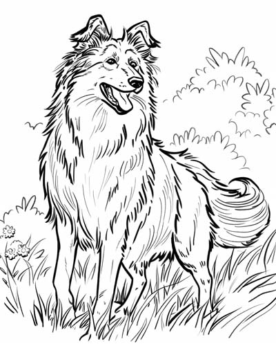 rough collie coloring page