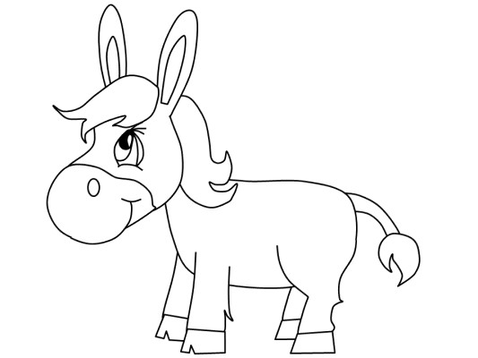 friendly donkey coloring page