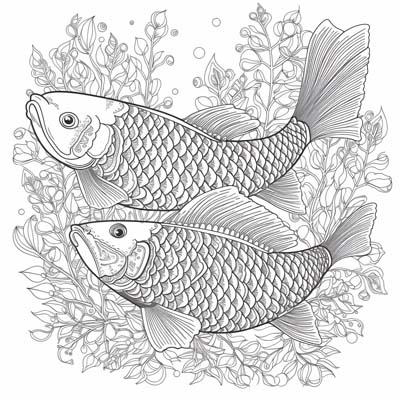 coloring page of a carp