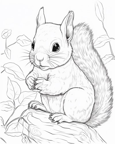 realistic coloring page of a generic squirrel