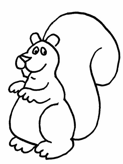 hand drawn coloring page of a squirrel with bold lines